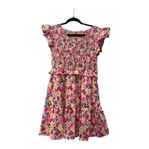 NWOT Pink and White Ruffled Smocked Mini Sundress